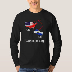 T-shirt Drapeau moitié américain moitié El Salvador combin