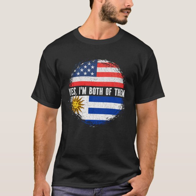 T-shirt Drapeau moitié-américain Uruguay (Devant)