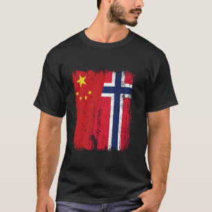 T-shirt Drapeau moitié Chine Norvège Ancêtre chinois norvé