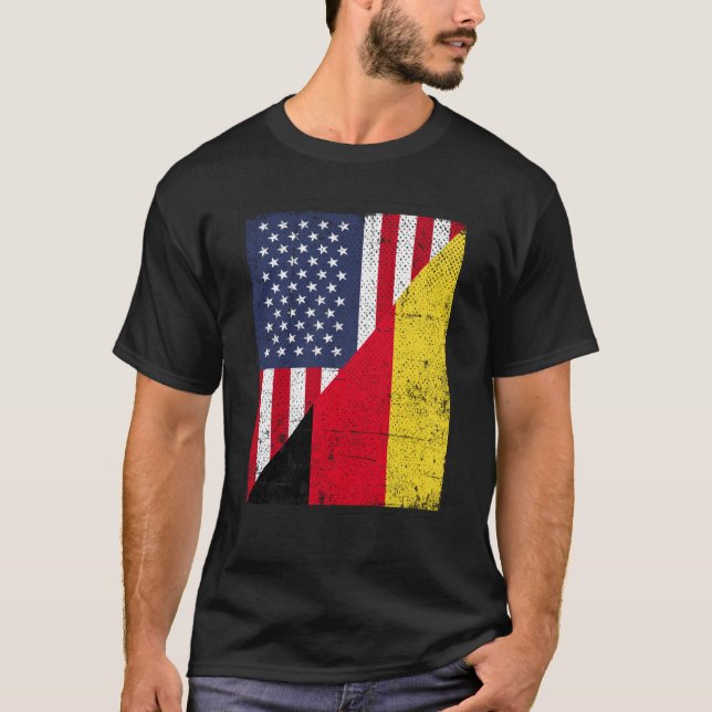 T-shirt Drapeau moitié États-Unis moitié Allemagne Drapeau (Devant)