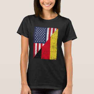 T-shirt Drapeau moitié États-Unis moitié Allemagne Drapeau