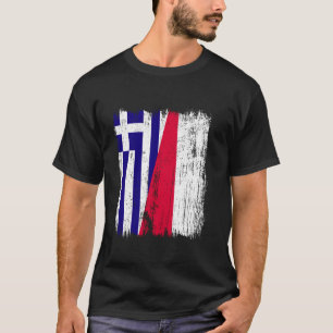 T-shirt Drapeau moitié Grèce Pologne Ascendance grecque po