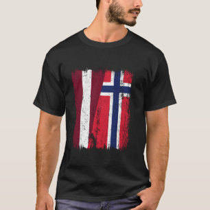 T-shirt Drapeau moitié Lettonie Norvège Ascendance lettone