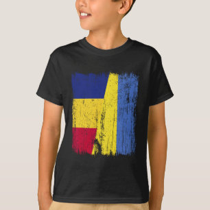 T-shirt Drapeau moitié Roumanie Ukraine Héritage roumain u