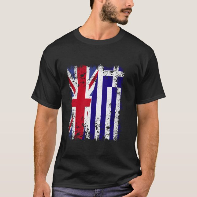 T-shirt Drapeau moitié Royaume-Uni Grèce Drapeau britanniq (Devant)