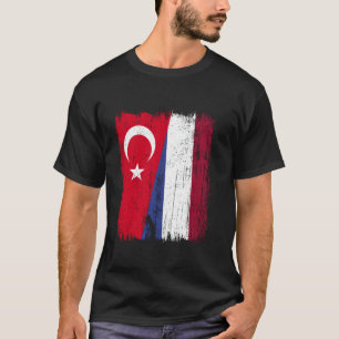 T-shirt Drapeau moitié Turquie Hollande Patrimoine turc né