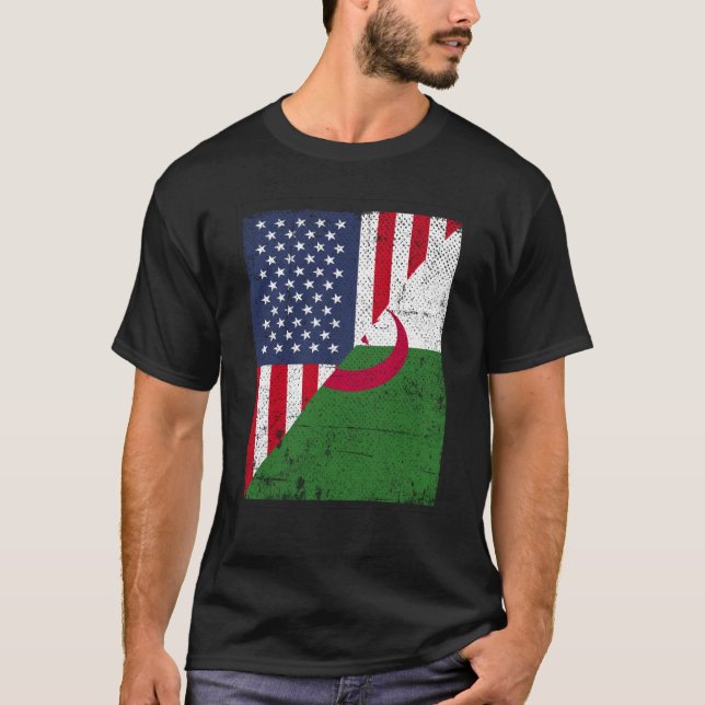 T-shirt Drapeau moitié USA Moitié Drapeau Albanie Américai (Devant)