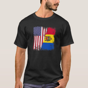 T-shirt Drapeau moldave à moitié Vintage Moldova USA C