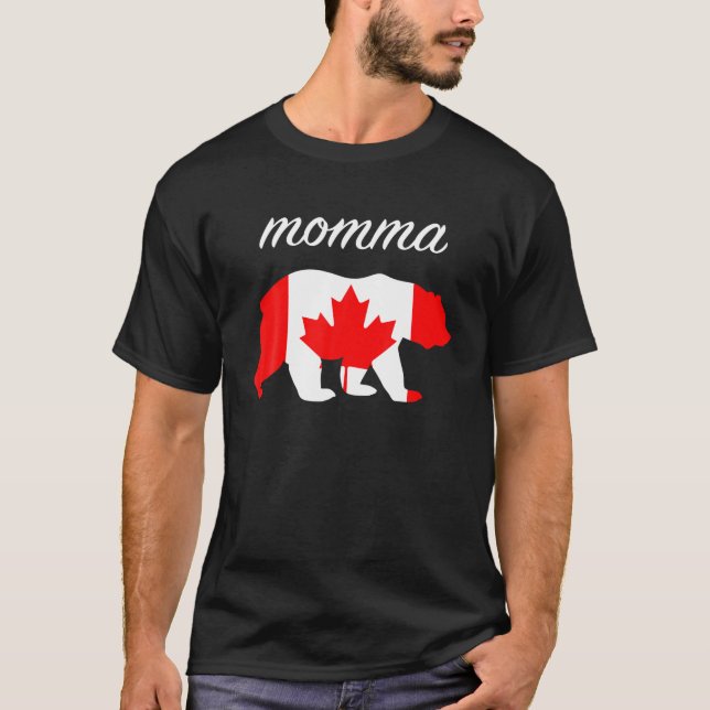T-shirt Drapeau Momma Bear Canada Racines canadiennes (Devant)