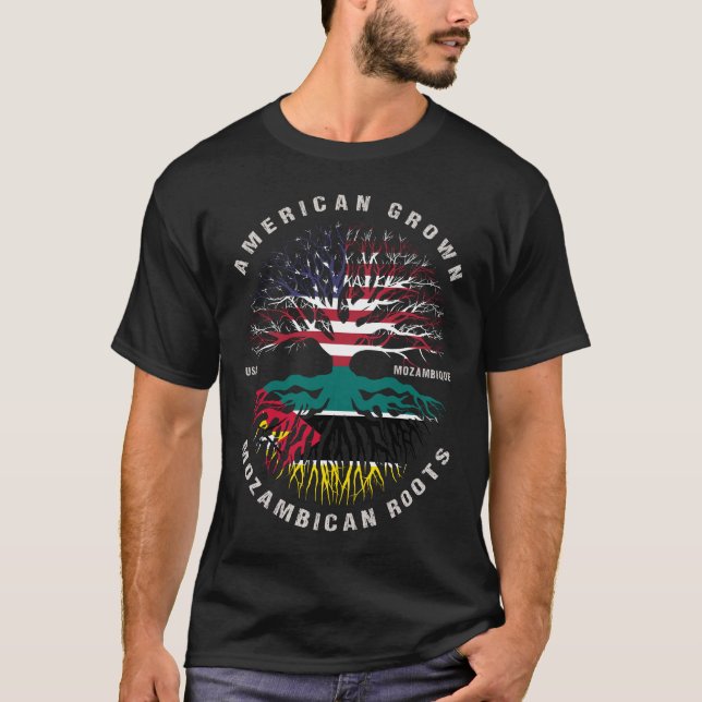 T-shirt Drapeau mozambicain américain cultivé (Devant)
