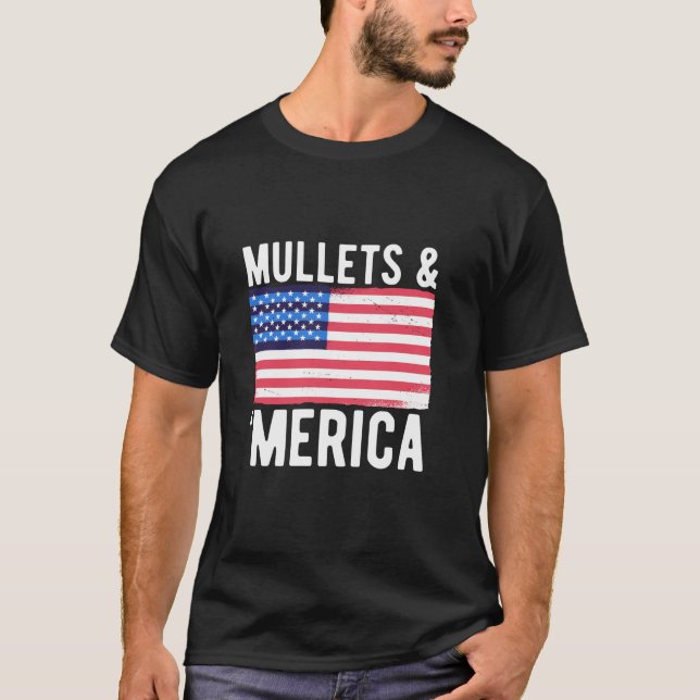T-shirt Drapeau Mullets Et Merica USA America (Devant)