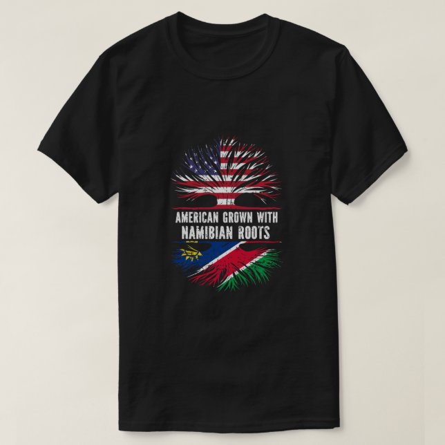 T-shirt Drapeau namibien américain avec des racines namibi (Design devant)