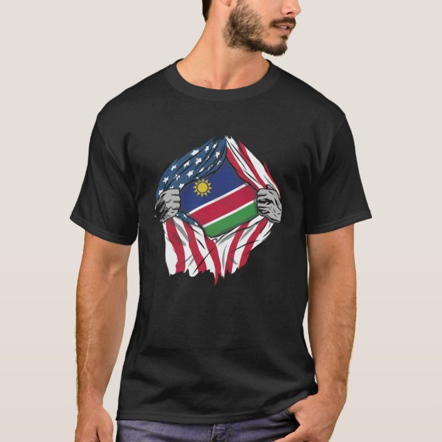 T-shirt Drapeau namibien du sang intérieur de moi Namibie (Devant)