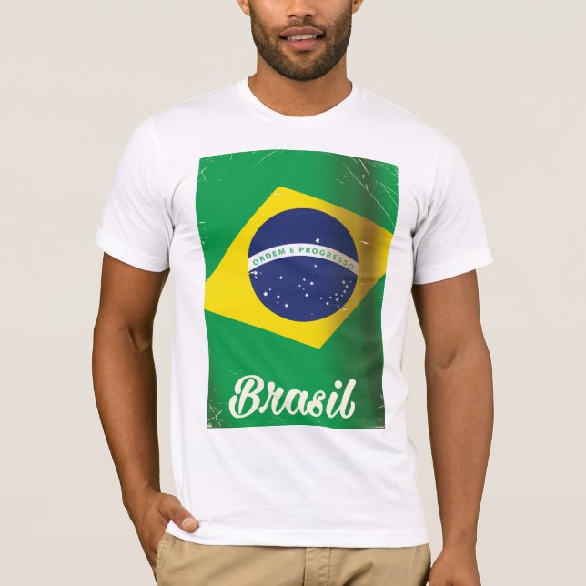T-shirt Drapeau national de Brasil affiche de voyage (Devant)
