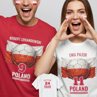 T-shirt Drapeau National de Football de Pologne Balle de F