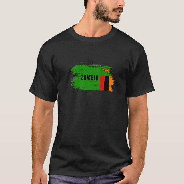 T-shirt Drapeau national de la Zambie Afrique de l'Est Voy (Devant)