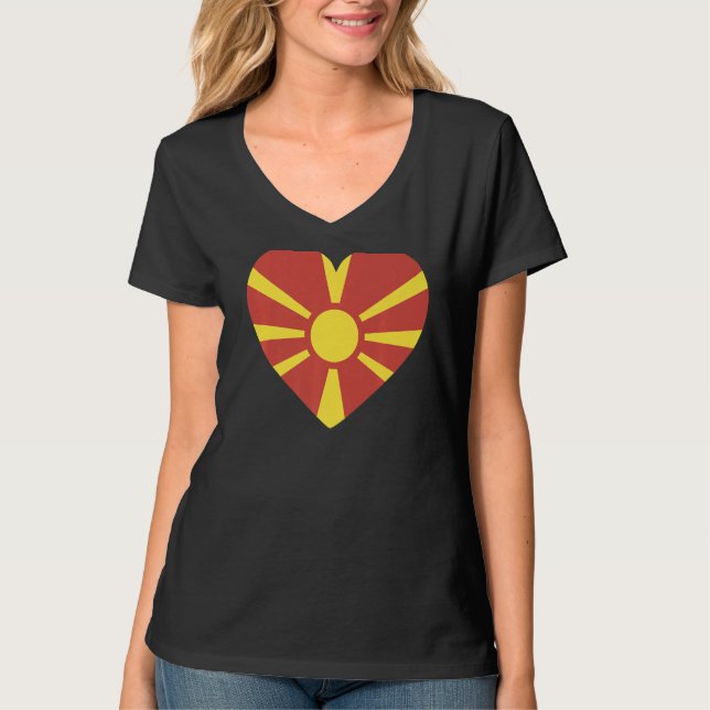 T-shirt Drapeau national de Macédoine souvenir pour les fe (Devant)