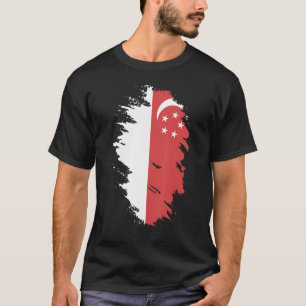 T-shirt Drapeau national de Singapour souvenir pour les fe