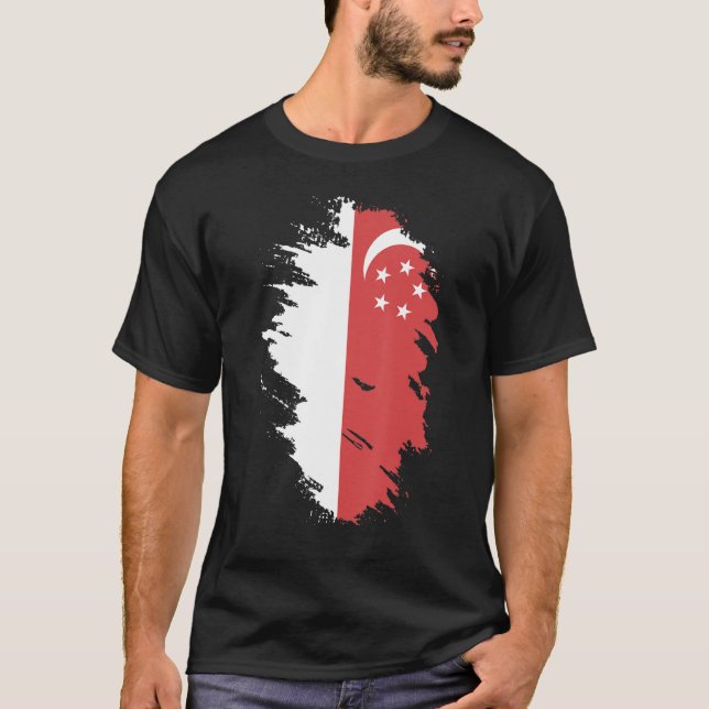 T-shirt Drapeau national de Singapour souvenir pour les fe (Devant)