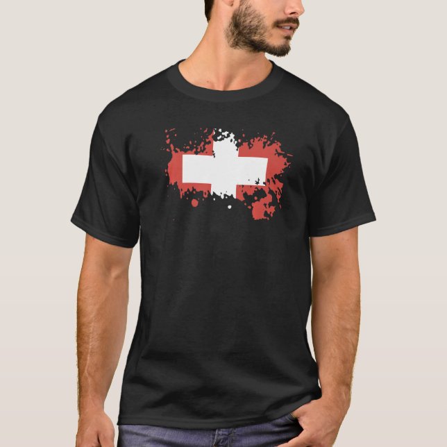 T-shirt Drapeau national de Suisse souvenir pour hommes (Devant)