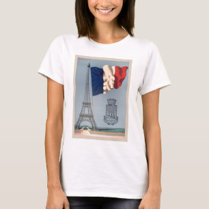 T-shirt Drapeau national vintage et Tour Eiffel