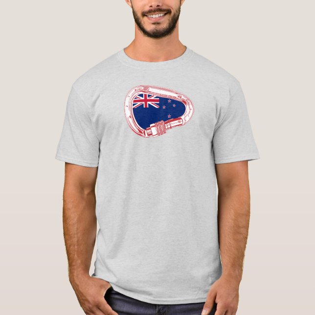 T-shirt Drapeau néo-zélandais Escalade carabiner (Devant)