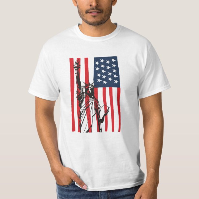 T-shirt Drapeau New York NYC Statue of Liberty USA America (Devant)