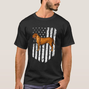 T-shirt Drapeau Noir Blanc Américain Dogues De Bordeaux 4E