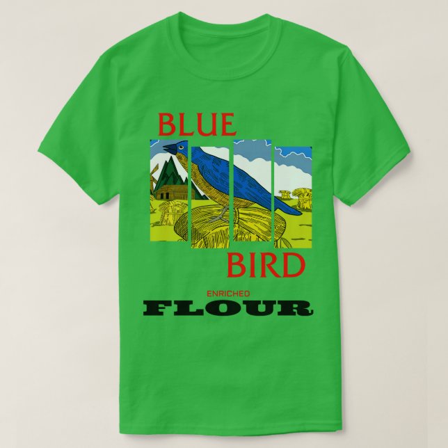 T-SHIRT DRAPEAU NOIR D'OISEAU BLEU (Design devant)