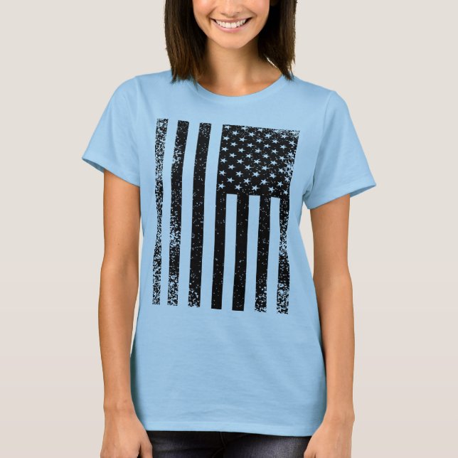 T-shirt Drapeau noir et blanc en détresse (Devant)
