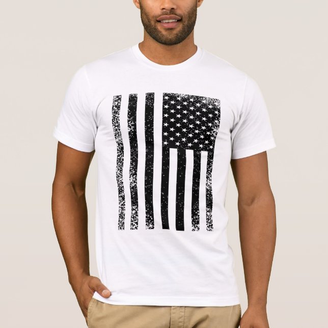 T-shirt Drapeau noir et blanc en détresse (Devant)