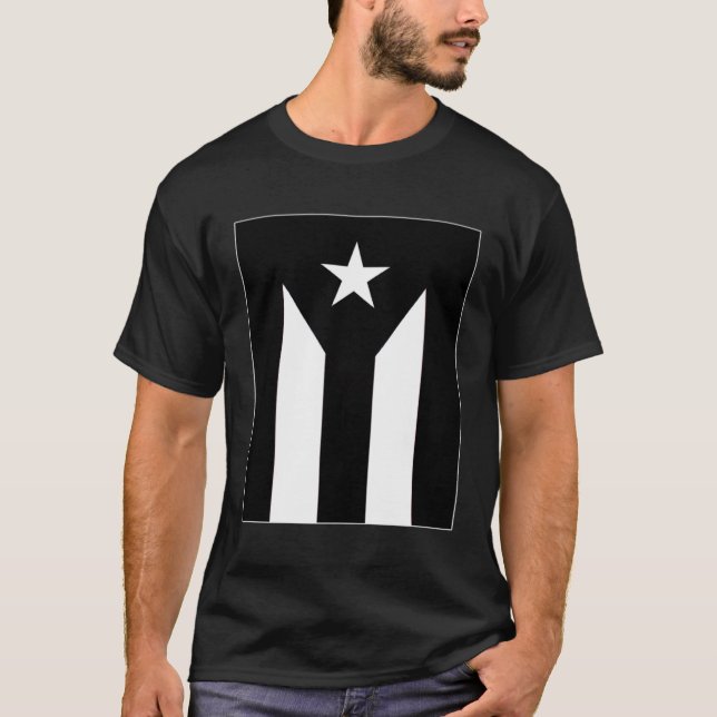 T-shirt Drapeau noir et blanc Porto Rico (Devant)