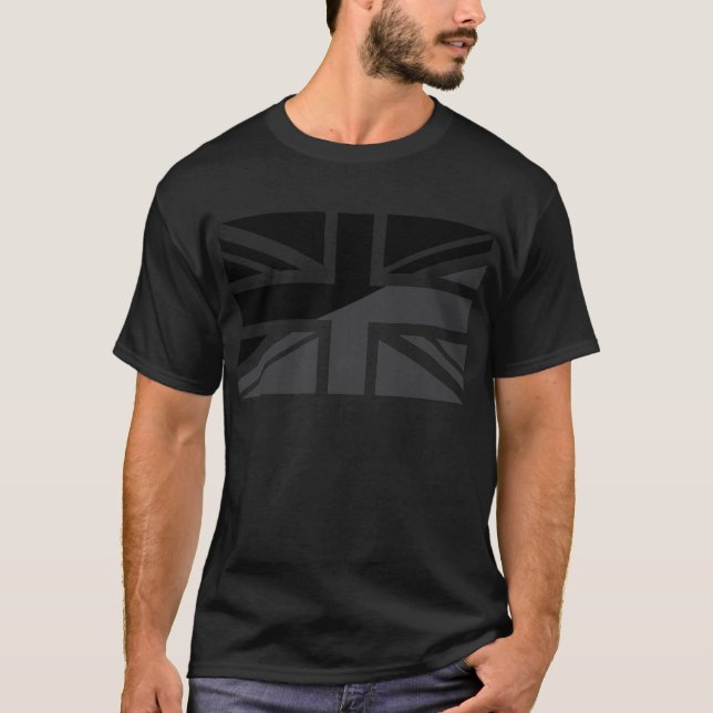 T-shirt Drapeau noir et gris d'Union Jack les Anglais (Devant)