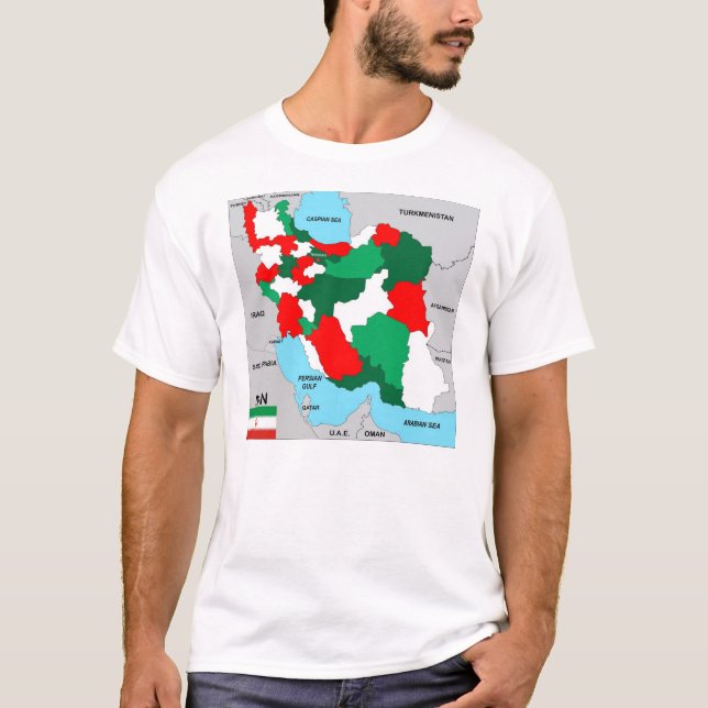 T-shirt drapeau noir politique de carte de pays de l'Iran (Devant)