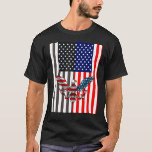 T-shirt Drapeau Noir Usa À Côté Drapeau Usa Avec Aigle Usa