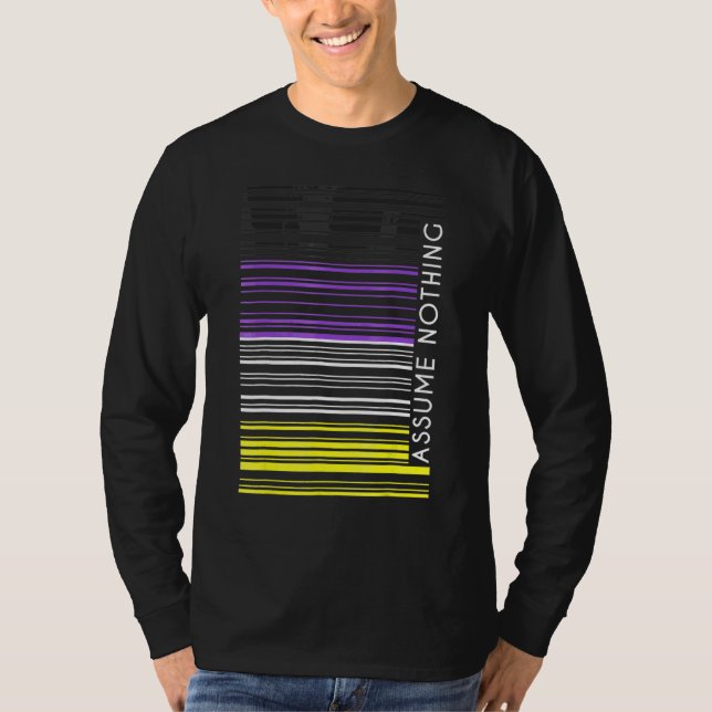 T-shirt Drapeau Non Binaire Suppose Rien Code-Barres Enby  (Devant)