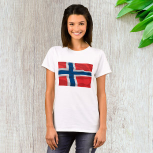 T-shirt Drapeau Norvège Rouge Et Bleu