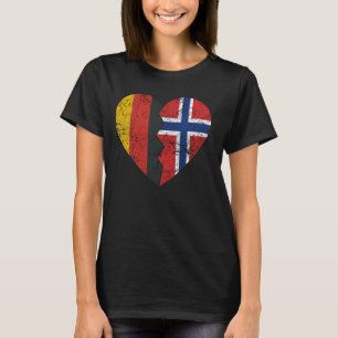 T-shirt Drapeau norvégien allemand Coeur Allemagne Norvège