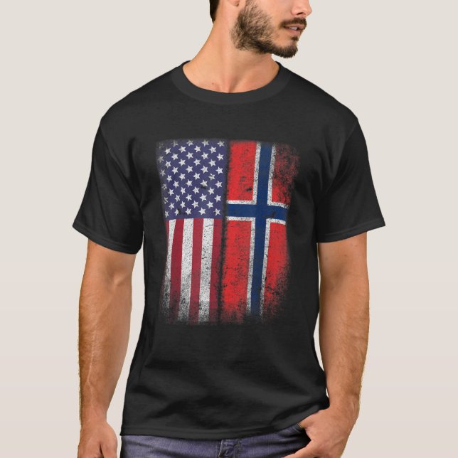 T-shirt Drapeau Norvégien Américain Norvège Usa Norge Cade (Devant)