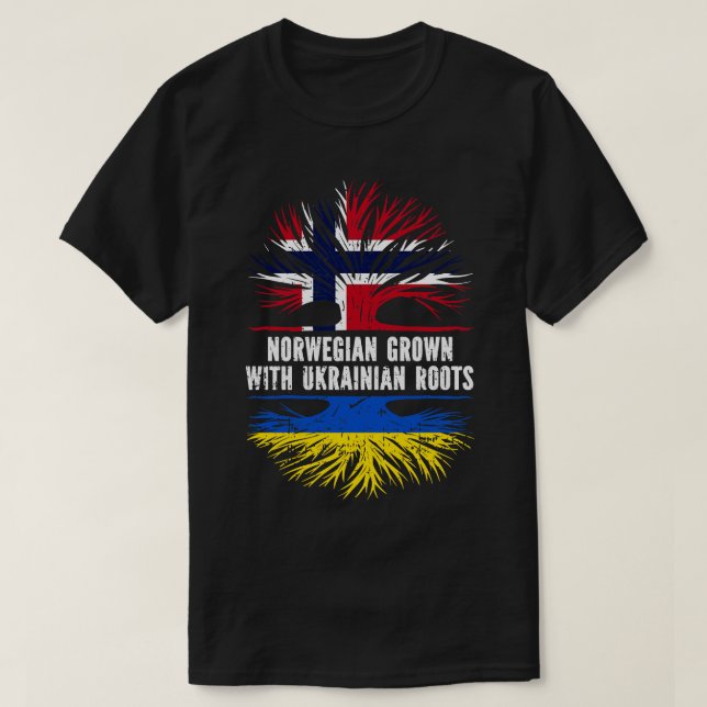T-shirt Drapeau norvégien aux racines ukrainiennes (Design devant)