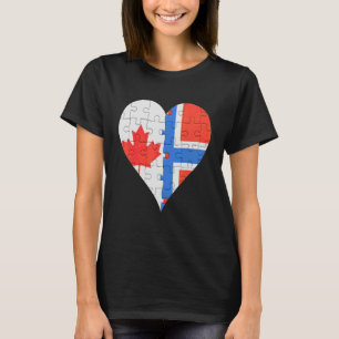 T-shirt Drapeau norvégien canadien en forme de cœur