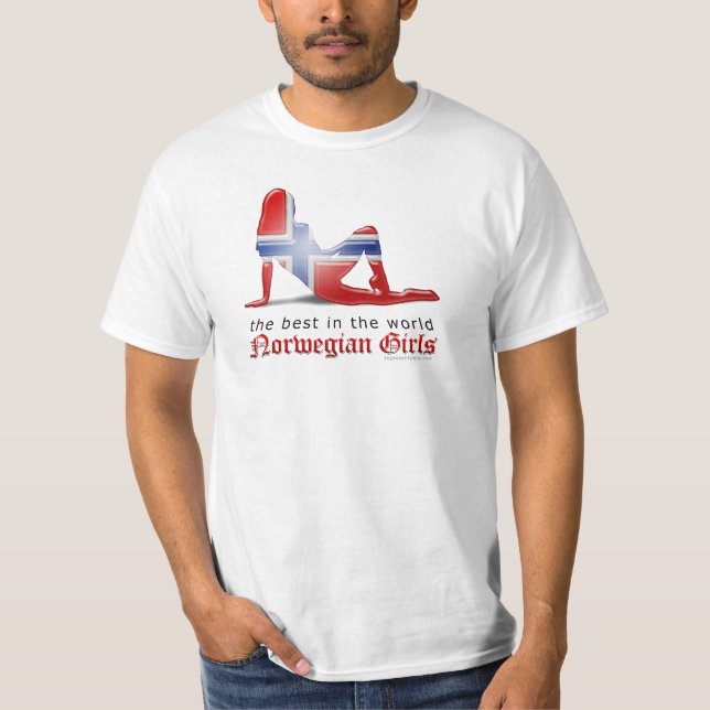 T-shirt Drapeau norvégien de silhouette de fille (Devant)