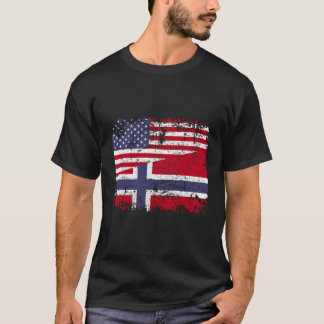 T-shirt Drapeau Norvégien Drapeau Demi Américain Roots Dra