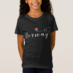 T-Shirt Drapeau Norvégien En Coeur, Norvège