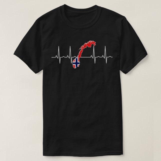 T-shirt Drapeau norvégien Heartbeat 1 (Design devant)