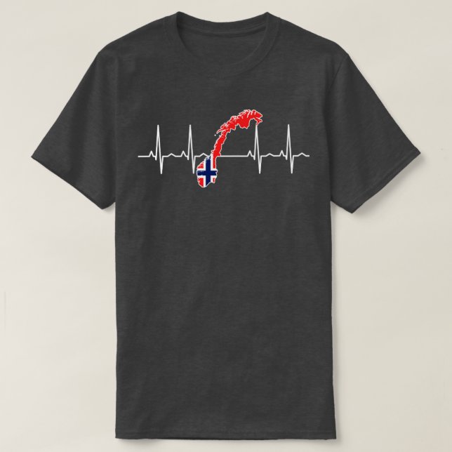 T-shirt Drapeau norvégien Heartbeat 3 (Design devant)