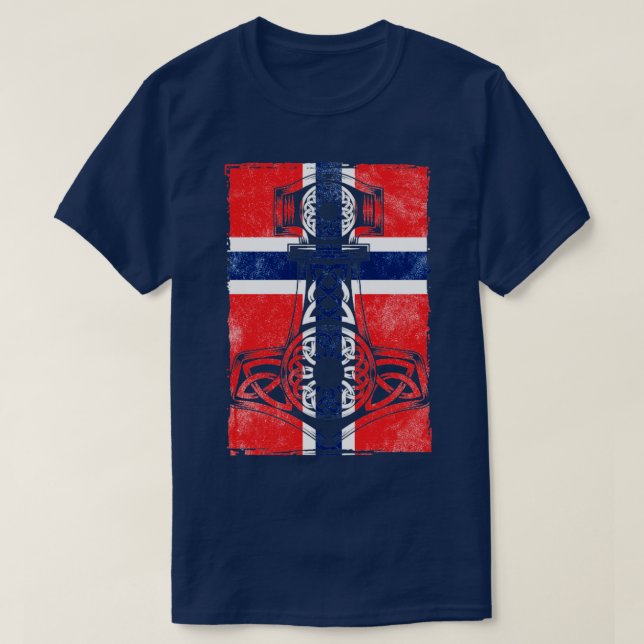 T-shirt Drapeau norvégien Mjlnir (Design devant)
