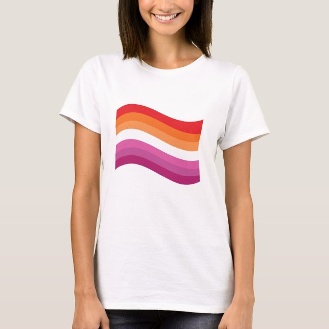 T-shirt Drapeau ondoyant de la fierté lesbienne de Sunset (Devant)