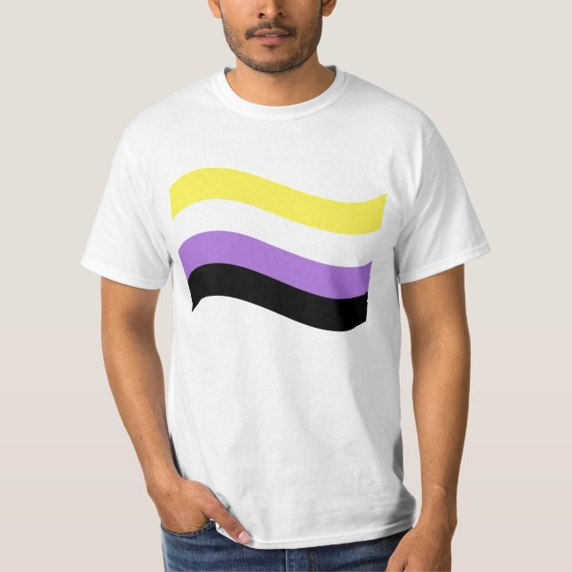 T-shirt Drapeau ondulant non binaire (Devant)