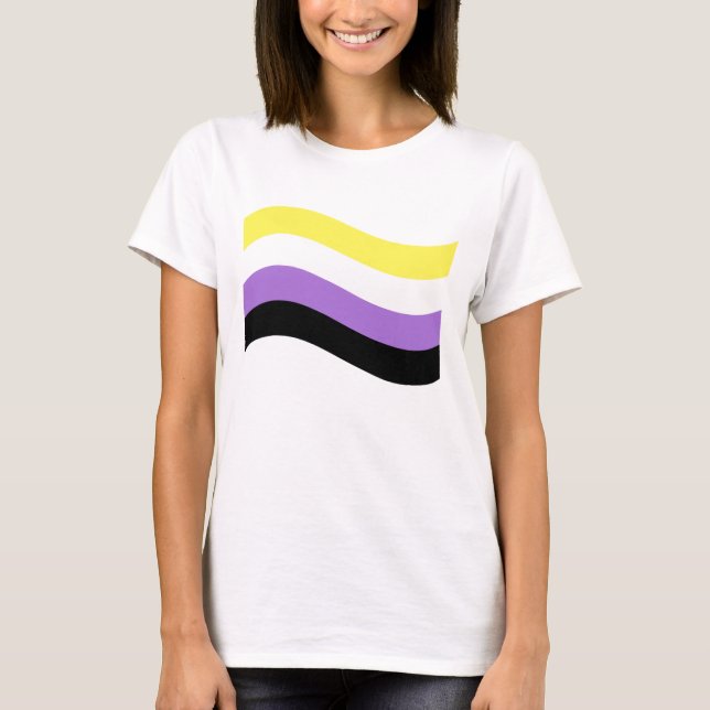T-shirt Drapeau ondulant non binaire (Devant)